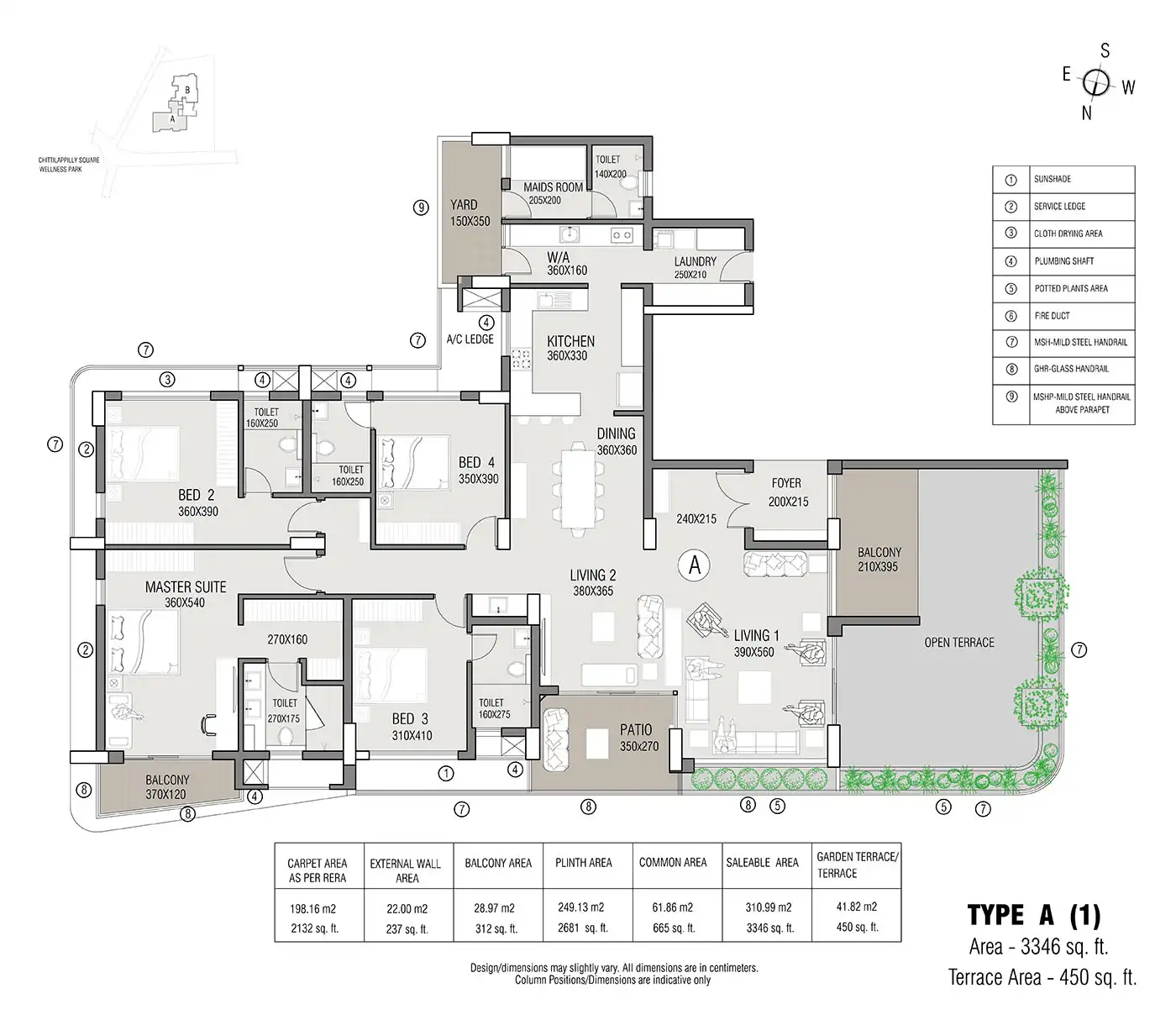 3.5 BHK apartment layout at Sobha Hennur Road