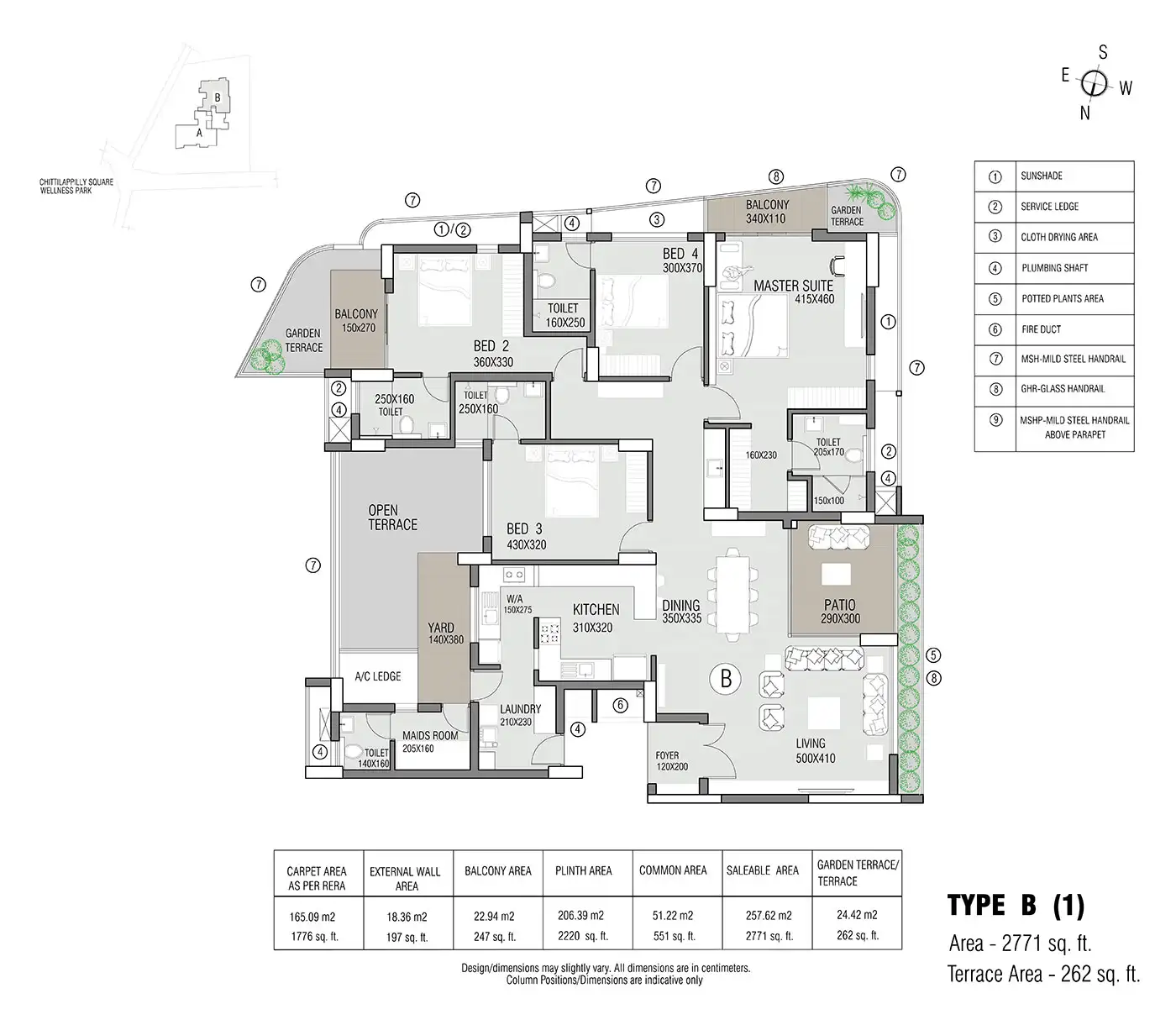 2 BHK apartment layout at Sobha Hennur Road
